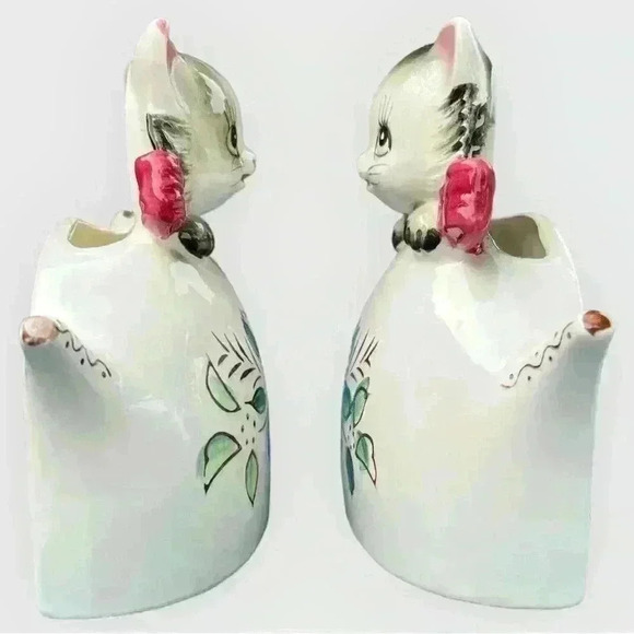 Vintage pair of 2 kittens in teapot planters vases - Picture 6 of 9